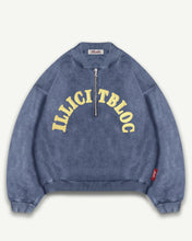 Load image into Gallery viewer, REVERSE SPELLOUT 1/4 ZIP - WASHED NAVY
