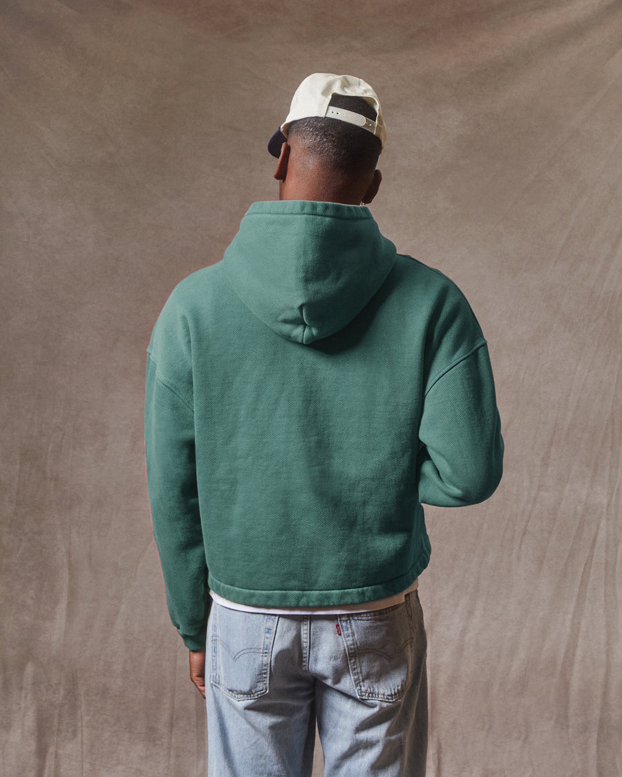 PATCHWORK ZIP HOODIE - WASHED GREEN