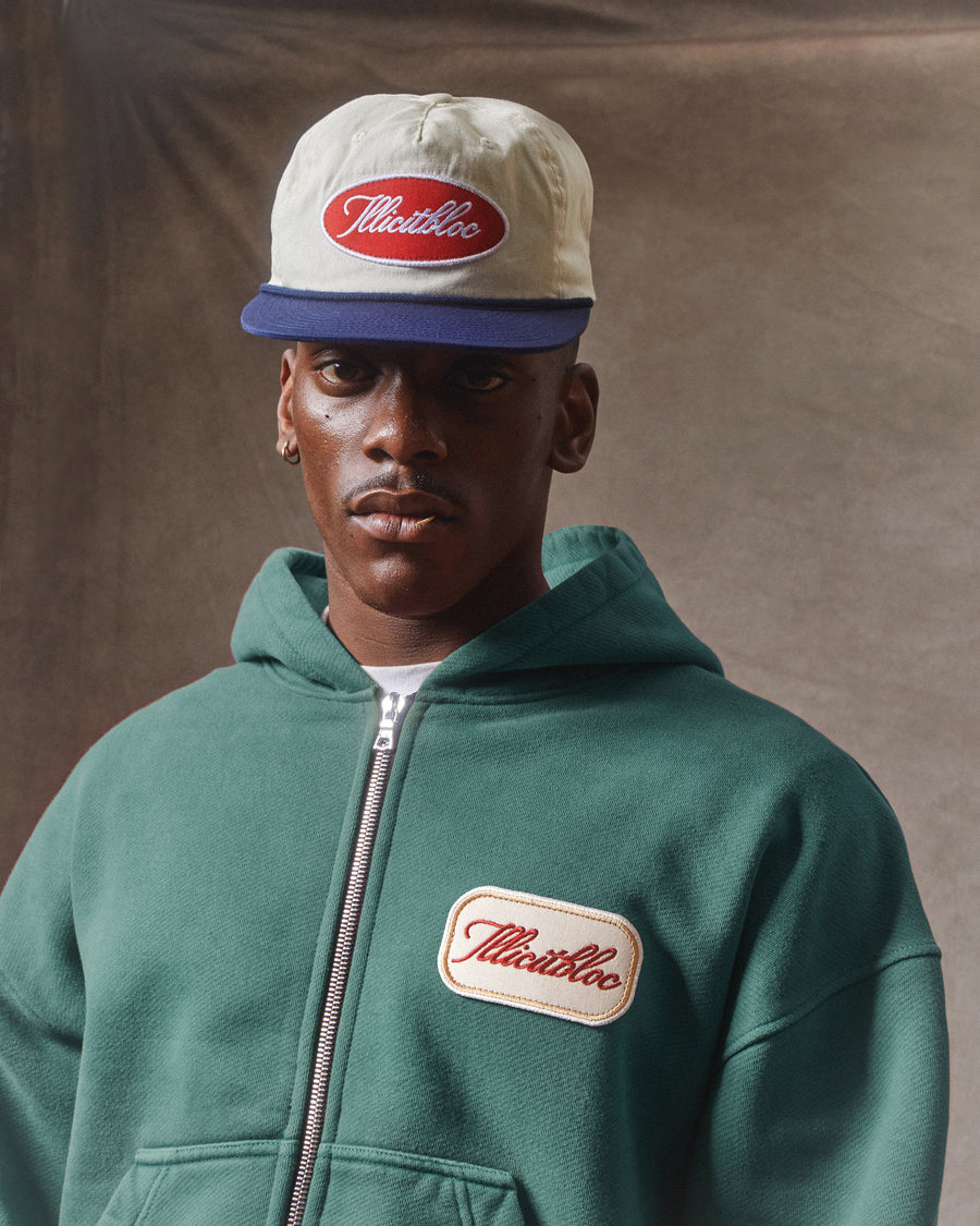 PATCHWORK ZIP HOODIE - WASHED GREEN