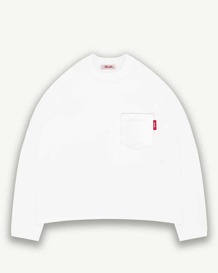 CLASSIC CLOUDWEAVE™ POCKET LONG SLEEVE T-SHIRT - WHITE