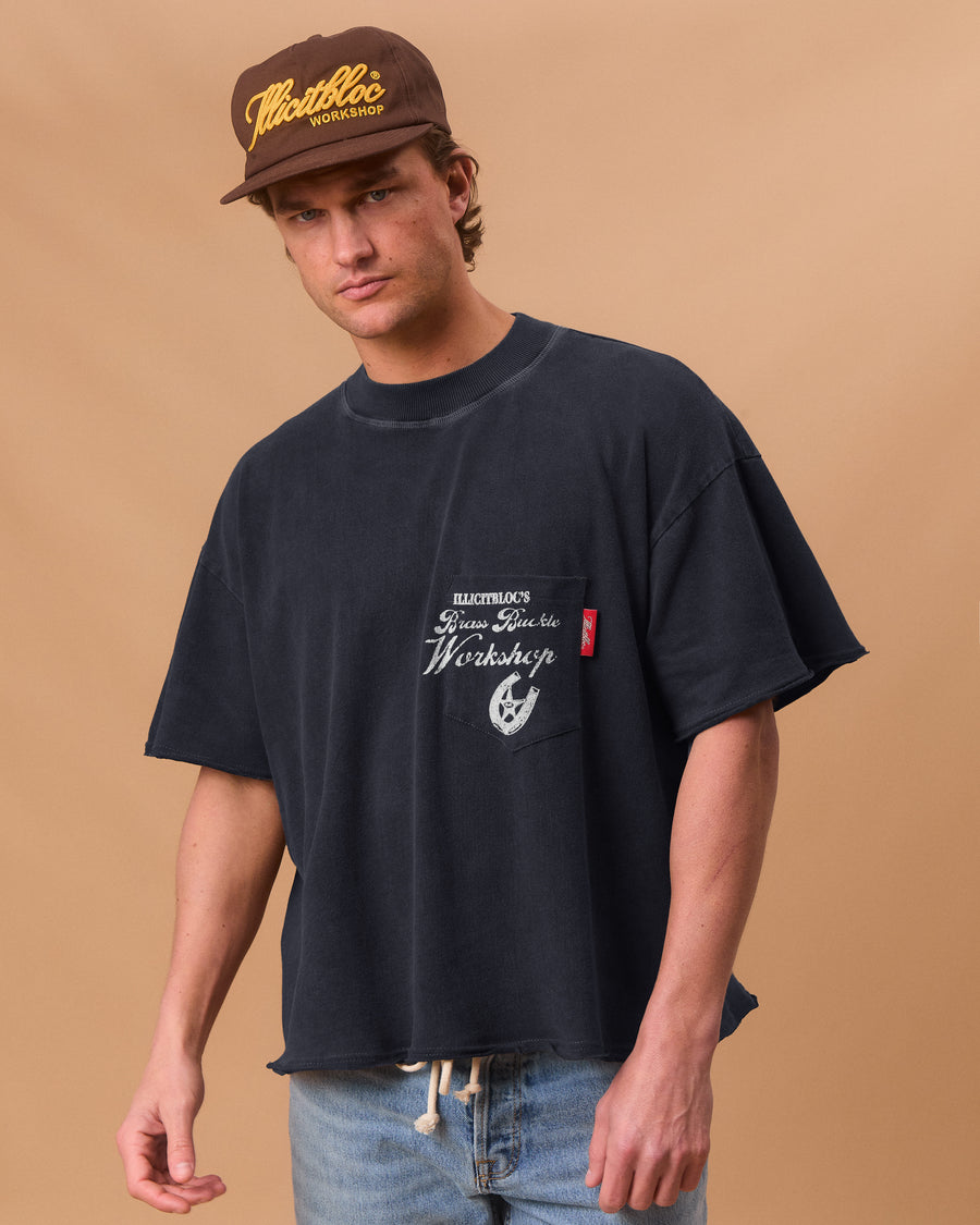 WORKSHOP FEATHERKNIT™ RAW HEM T-SHIRT - VINTAGE BLACK