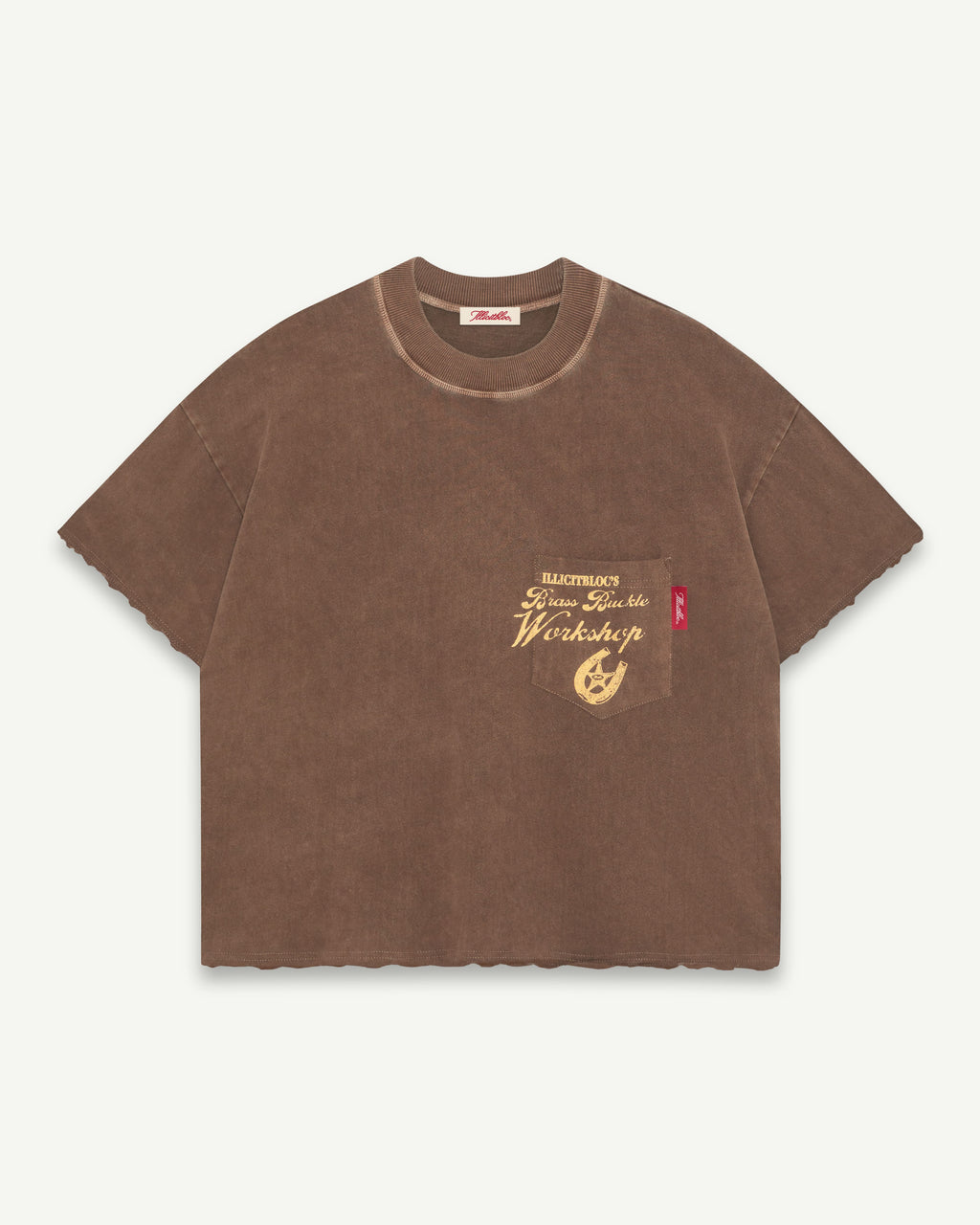 WORKSHOP FEATHERKNIT™ RAW HEM T-SHIRT - WASHED BROWN