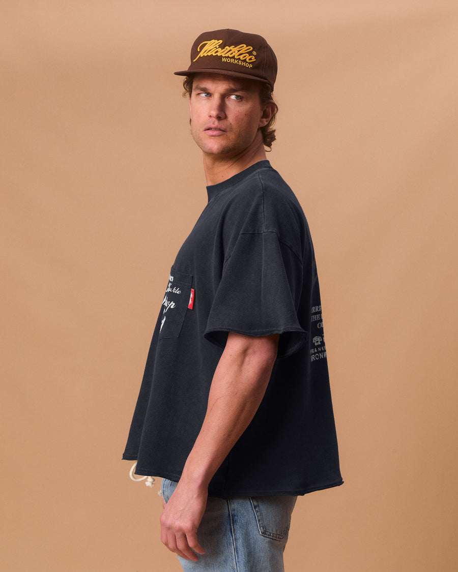 WORKSHOP FEATHERKNIT™ RAW HEM T-SHIRT - VINTAGE BLACK