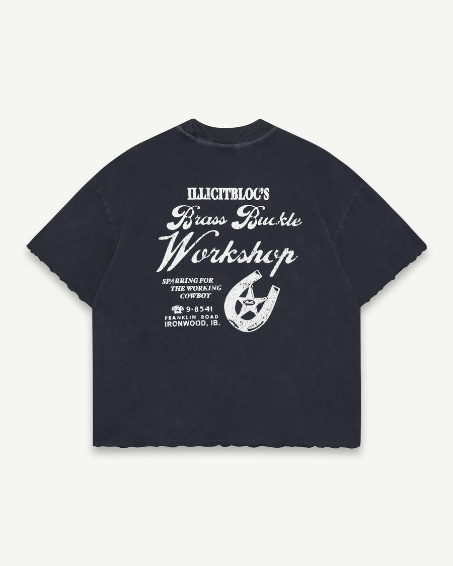 WORKSHOP FEATHERKNIT™ RAW HEM T-SHIRT - VINTAGE BLACK