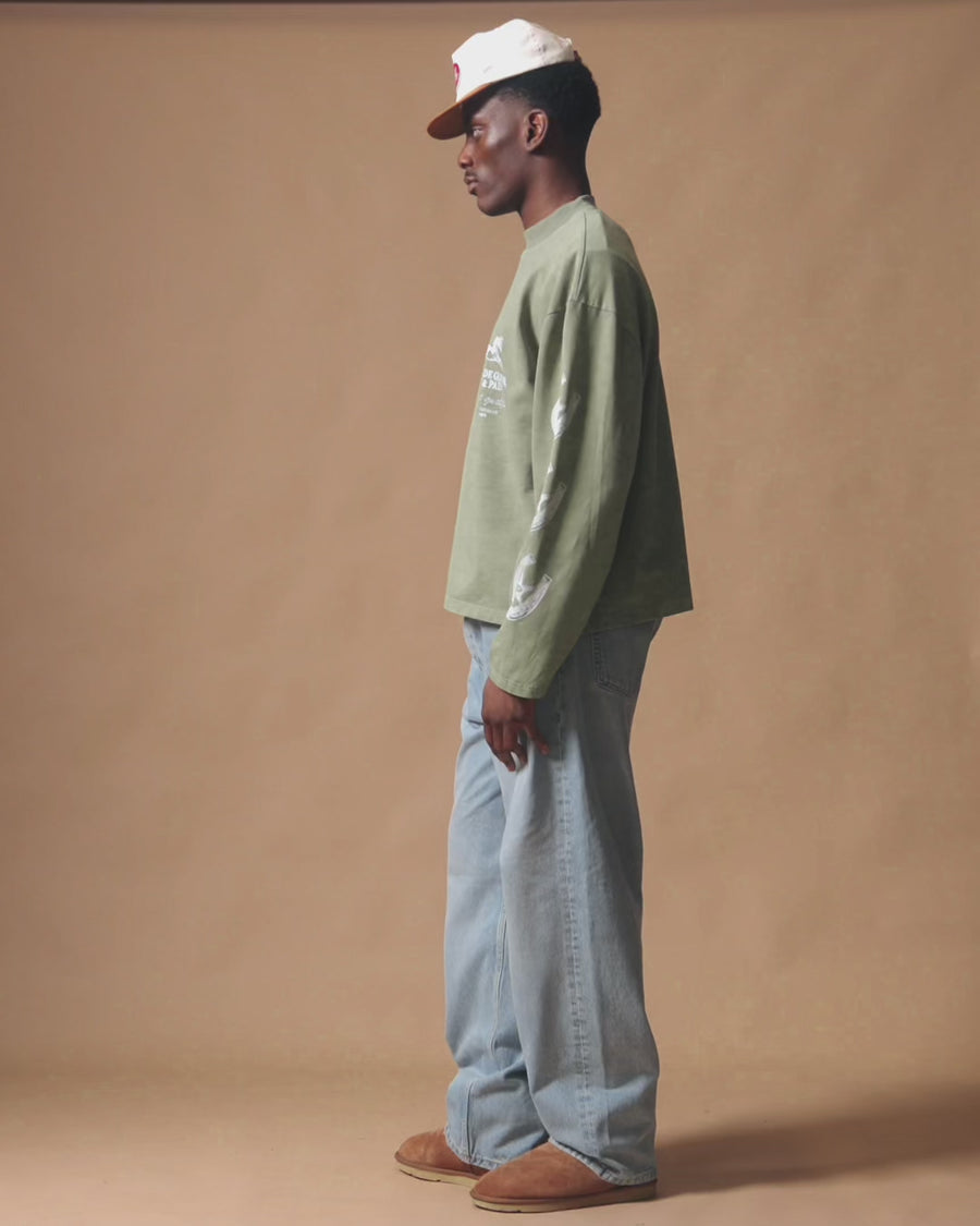 PADS CLOUDWEAVE™ FADED POCKET LONG SLEEVE T-SHIRT - MOSS GRAY