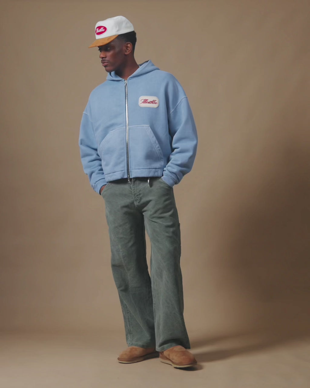 PATCHWORK TITANWEAVE™ ZIP HOODIE - POWDER BLUE