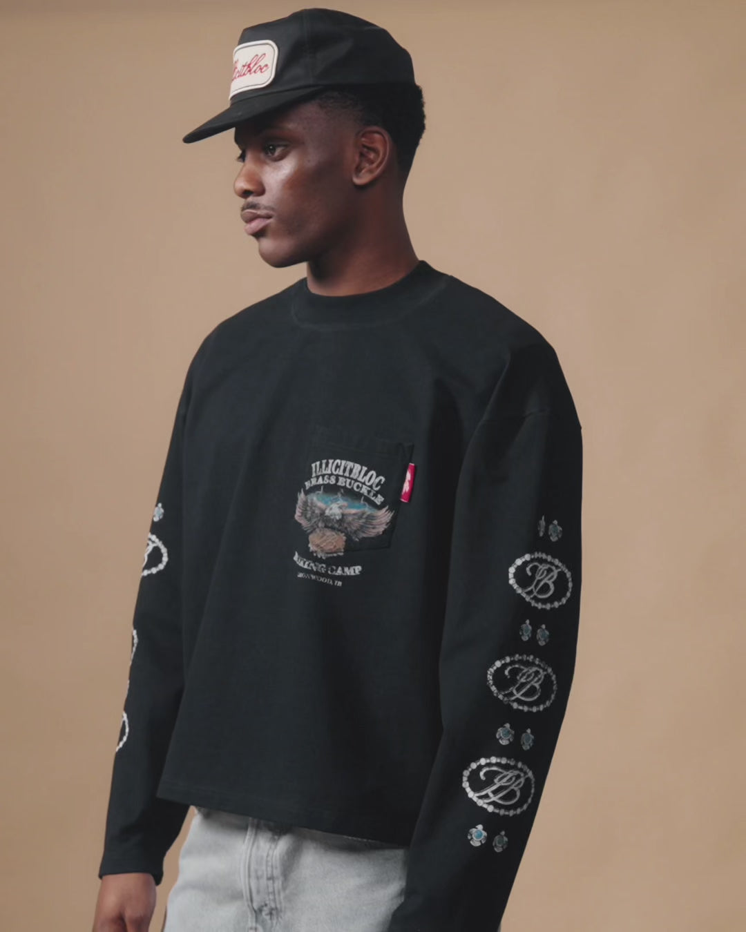 BRASS BUCKLE CLOUDWEAVE™ POCKET LONG SLEEVE T-SHIRT - VINTAGE BLACK