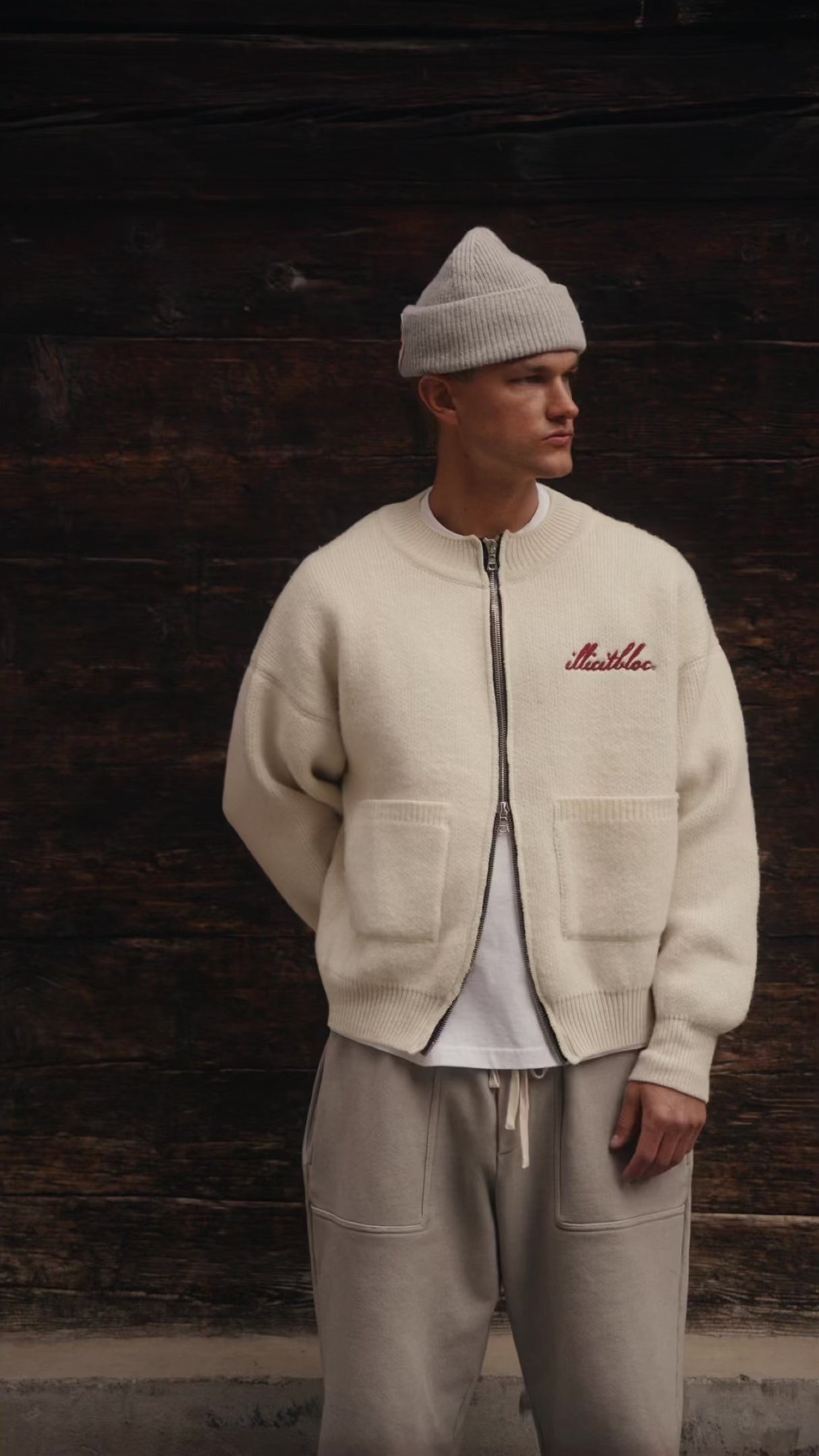 Chainstitch Knit Bomber - Oyster