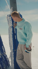 Load and play video in Gallery viewer, CHAINSTITCH KNIT JUMPER - GLACIER BLUE
