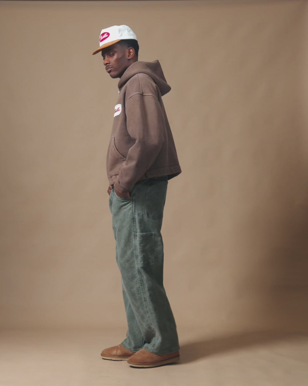 PATCHWORK TITANWEAVE™ ZIP HOODIE - WASHED BROWN