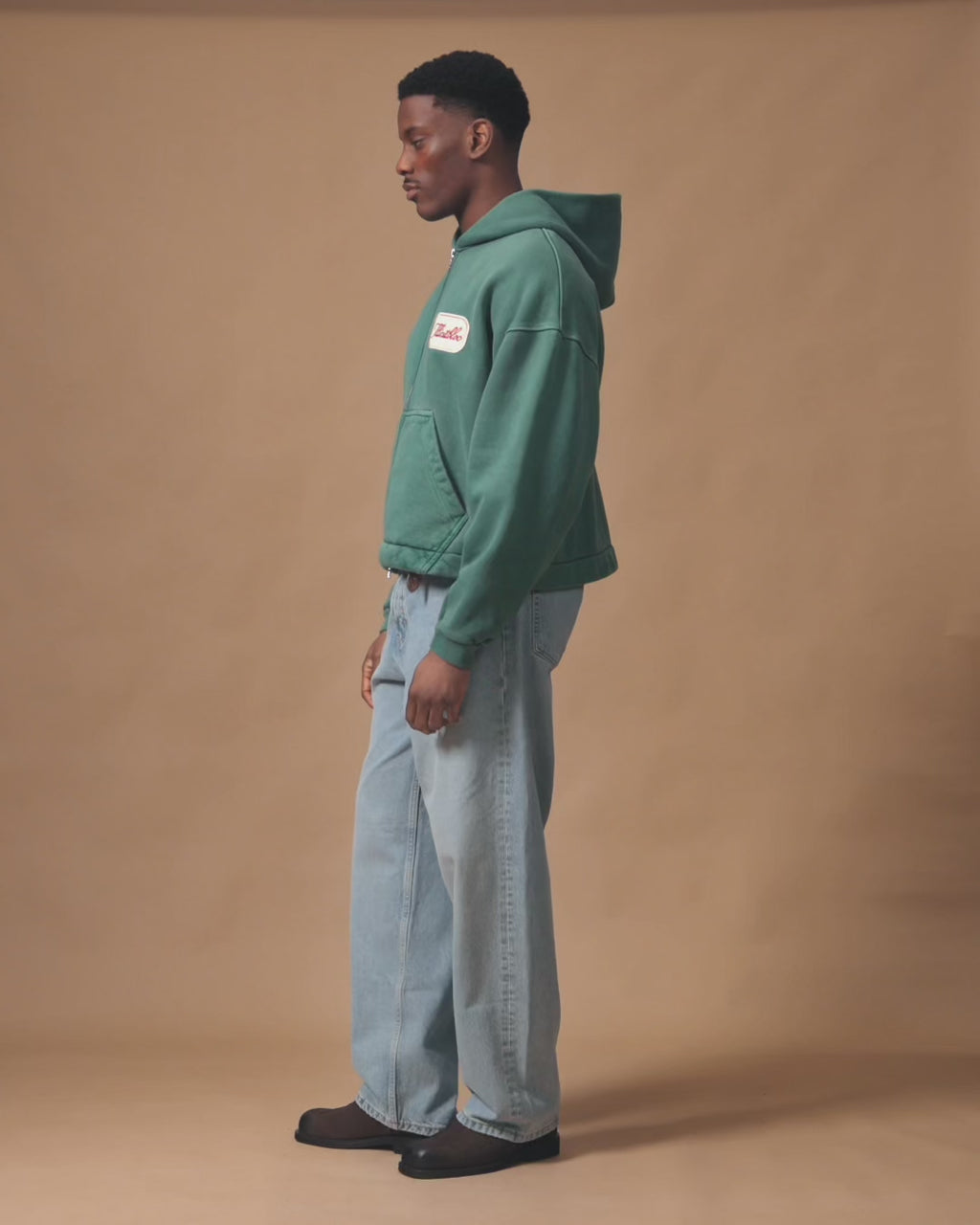 PATCHWORK TITANWEAVE™ ZIP HOODIE - WASHED GREEN