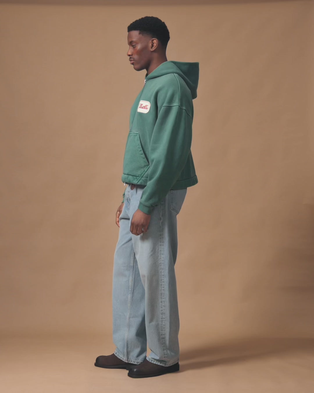 PATCHWORK TITANWEAVE™ ZIP HOODIE - WASHED GREEN