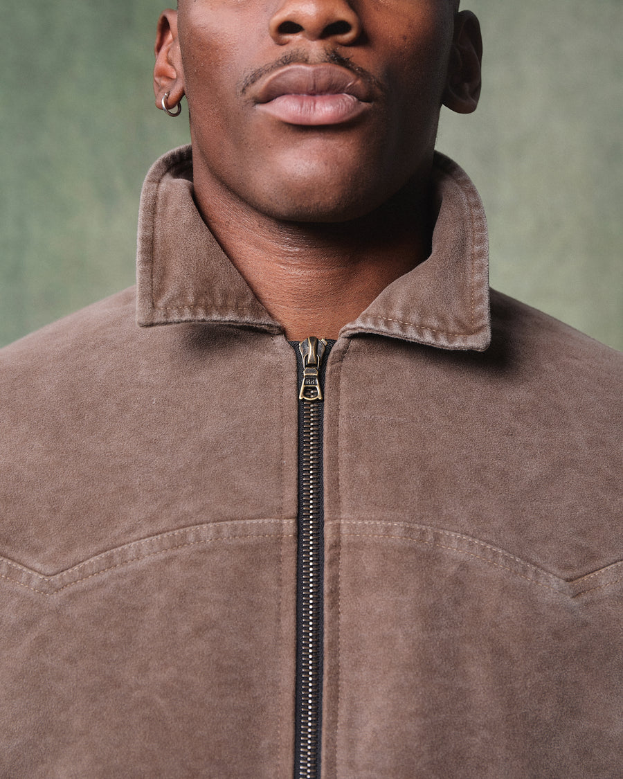 MOLESKIN TRUCKER JACKET - WASHED BROWN