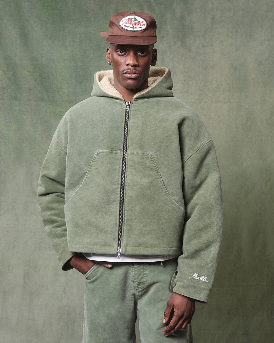 MOLESKIN ANGLER HOODED JACKET - MOSS GRAY