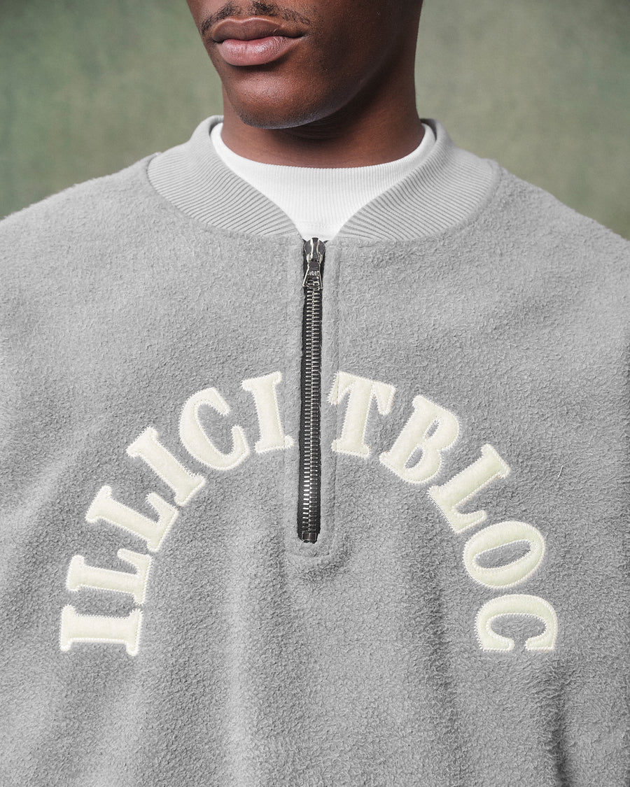 REVERSE SPELLOUT 1/4 ZIP - POWDER GREY