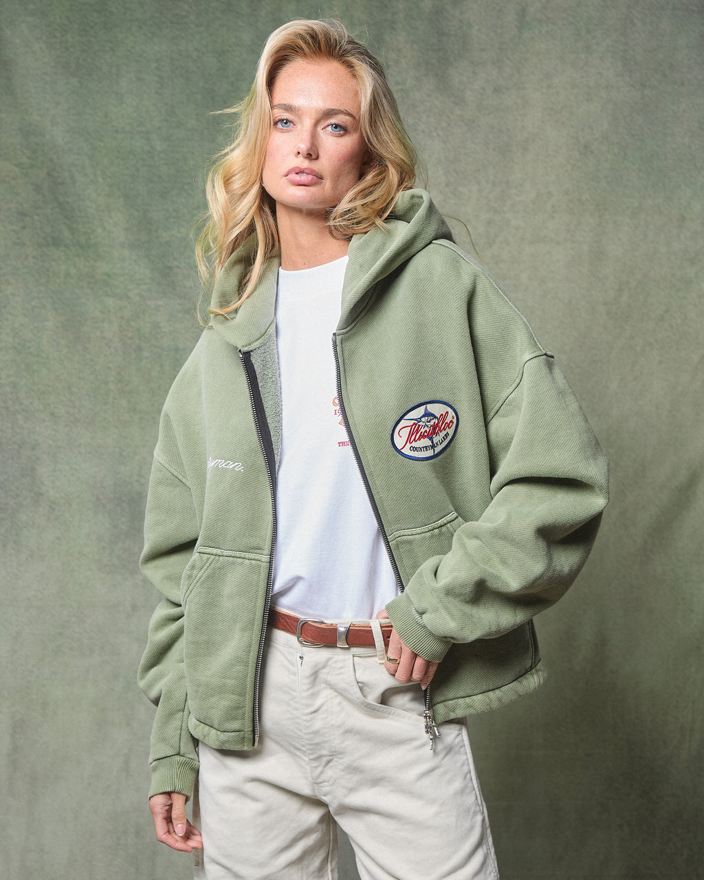 Lakes Crest Zip Hoodie - Moss Gray