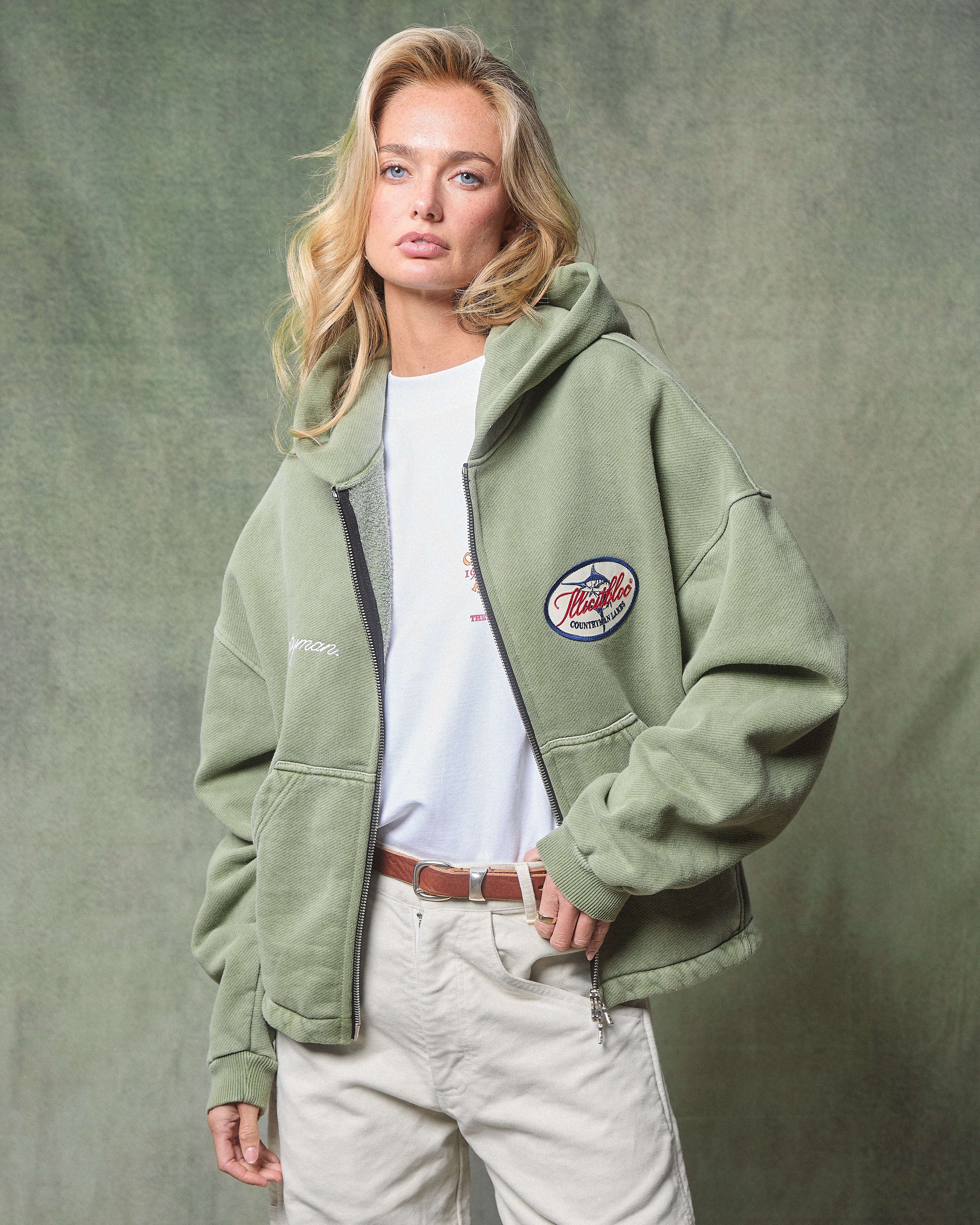 Lakes Crest Zip Hoodie - Moss Gray