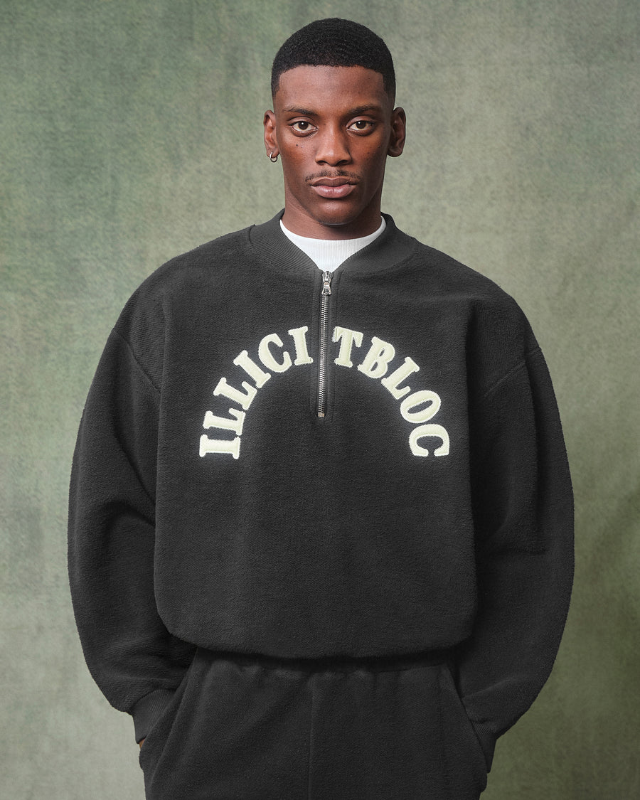 REVERSE SPELLOUT 1/4 ZIP - VINTAGE BLACK