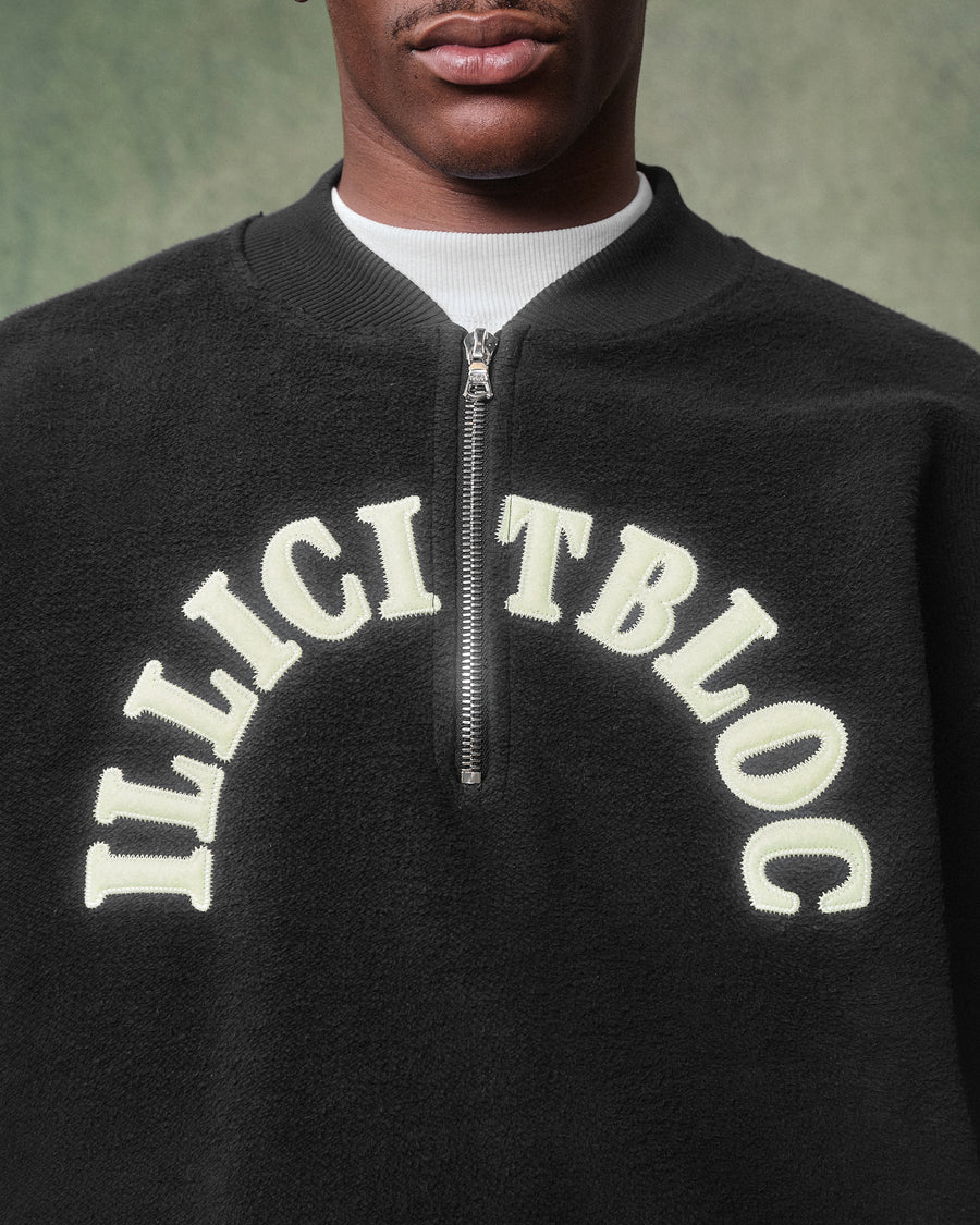 REVERSE SPELLOUT 1/4 ZIP - VINTAGE BLACK