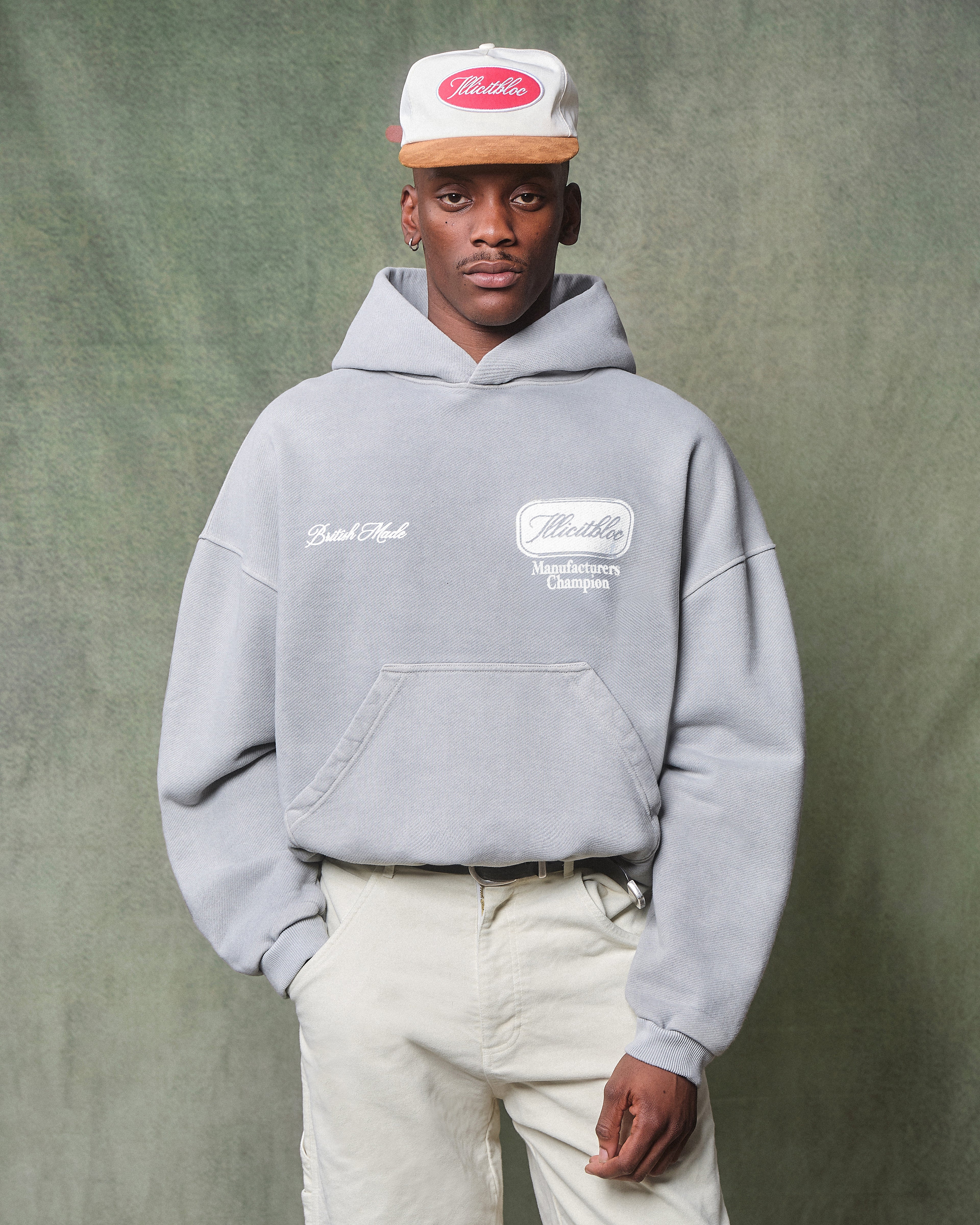CHAMPION STAMP HOODIE - POWDER GREY