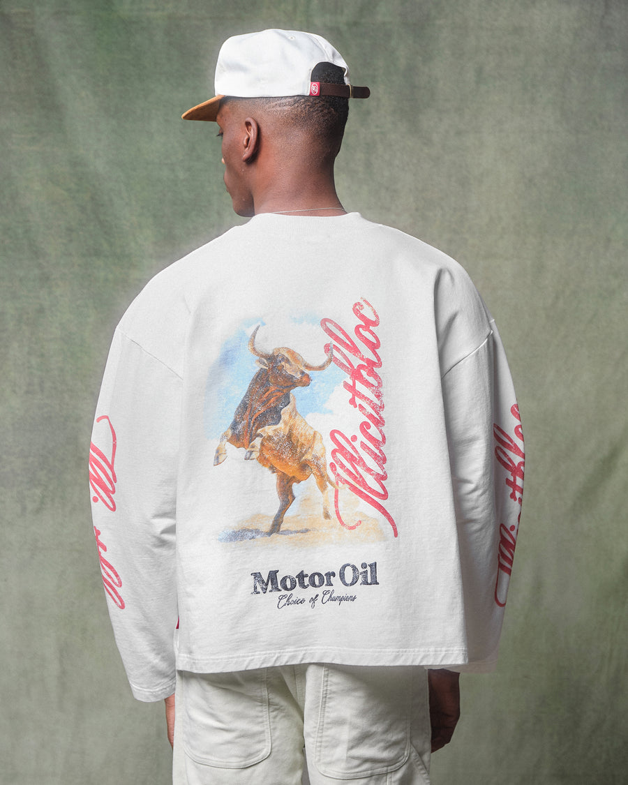 BULL MASCOT LONG SLEEVE T-SHIRT - WHITE