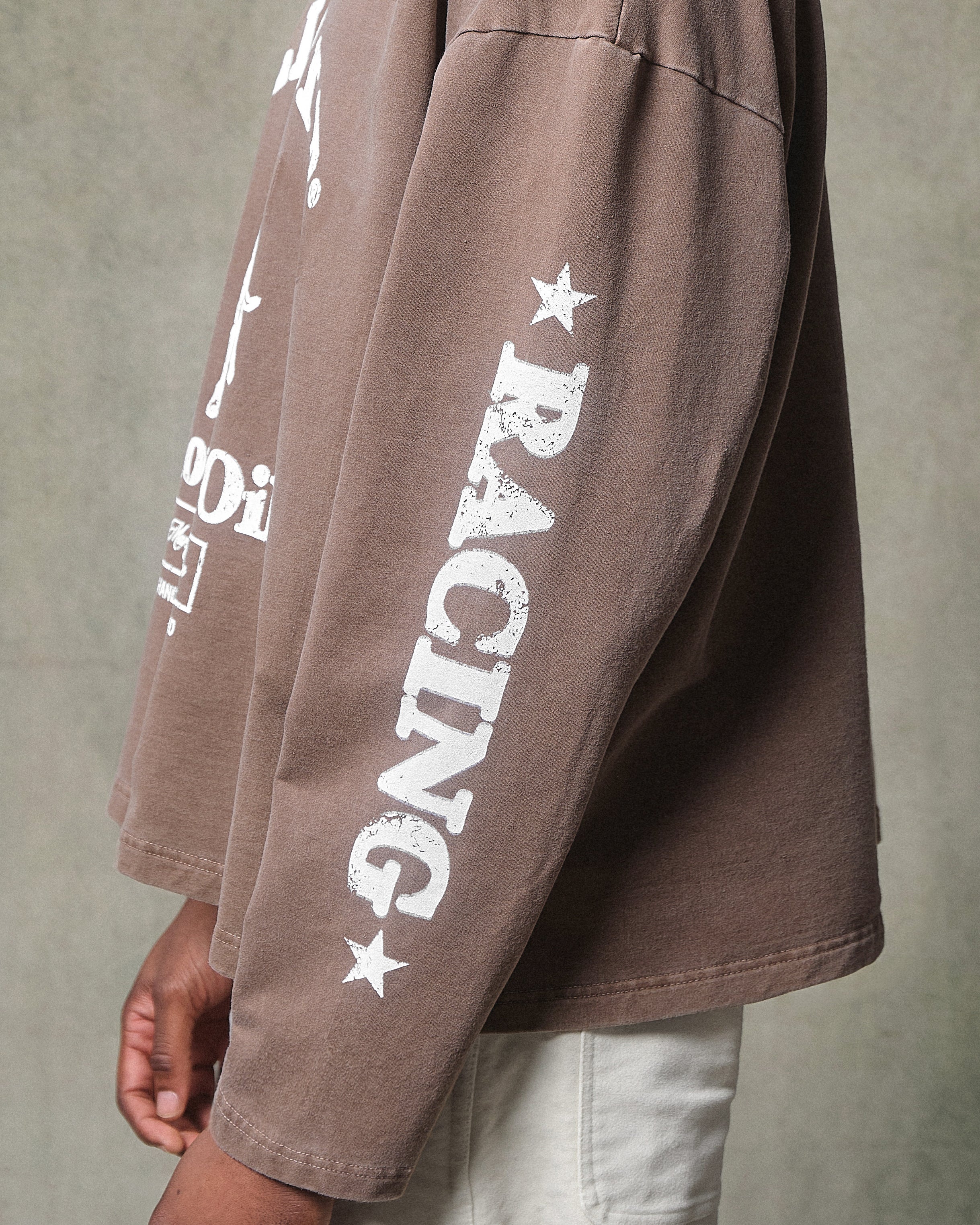 MOTOR OIL LONG SLEEVE T-SHIRT - WASHED BROWN