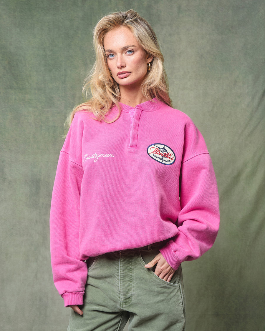 LAKES CREST HENLEY CREWNECK - PINK