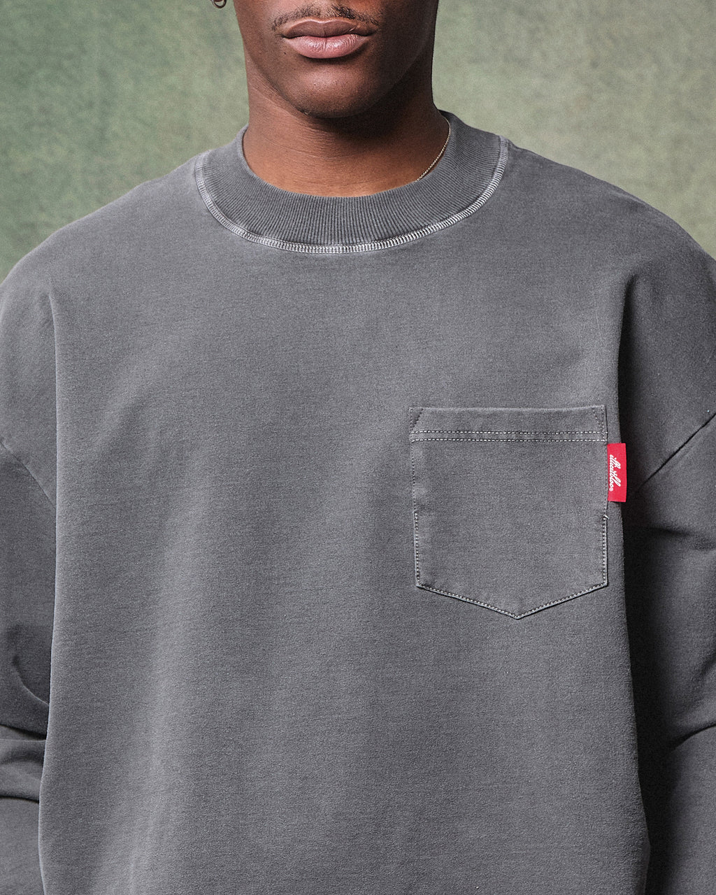 CLASSIC POCKET LONG SLEEVE T-SHIRT - CHARCOAL