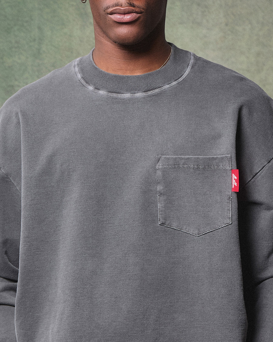 CLASSIC POCKET LONG SLEEVE T-SHIRT - CHARCOAL
