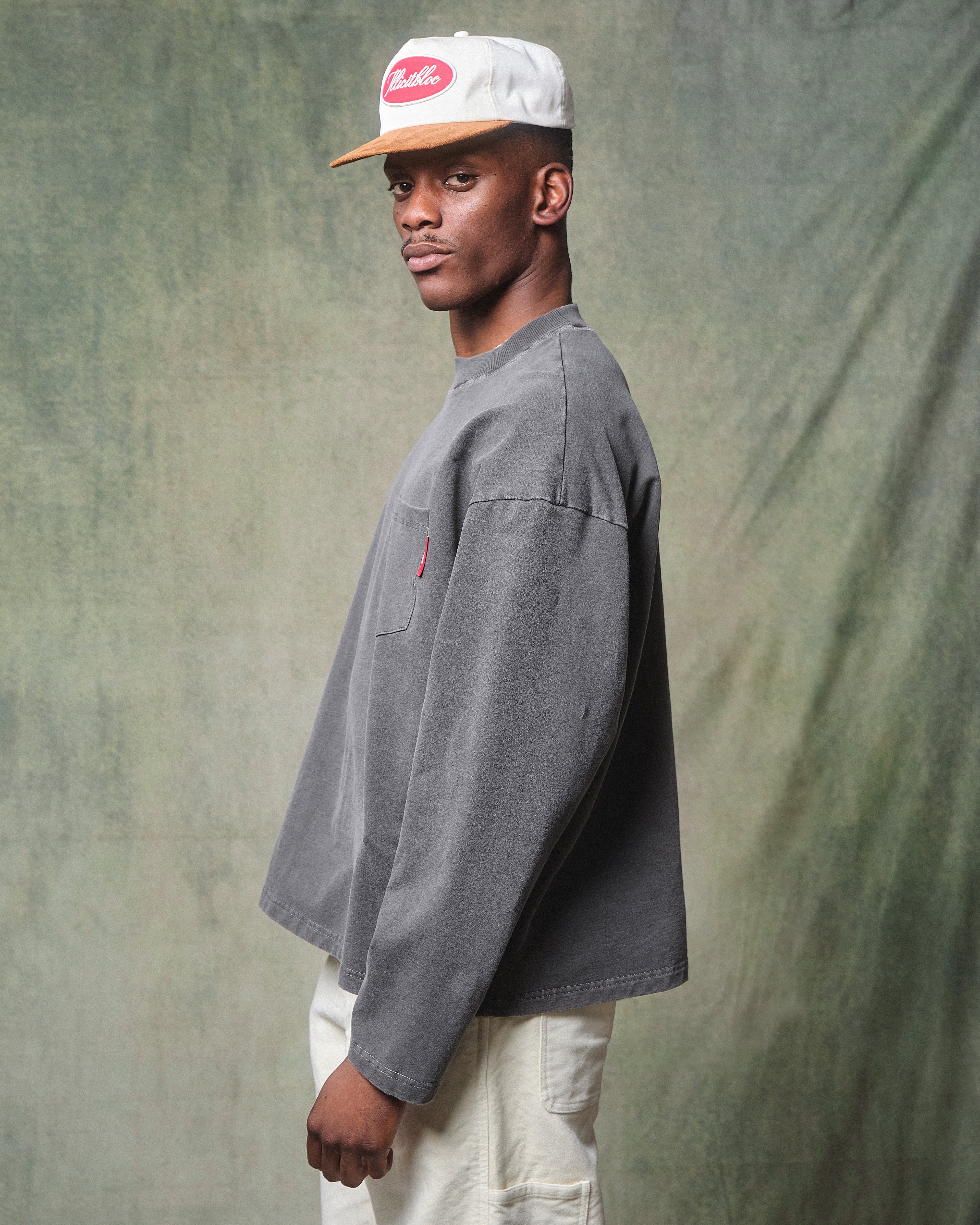 CLASSIC POCKET LONG SLEEVE T-SHIRT - CHARCOAL