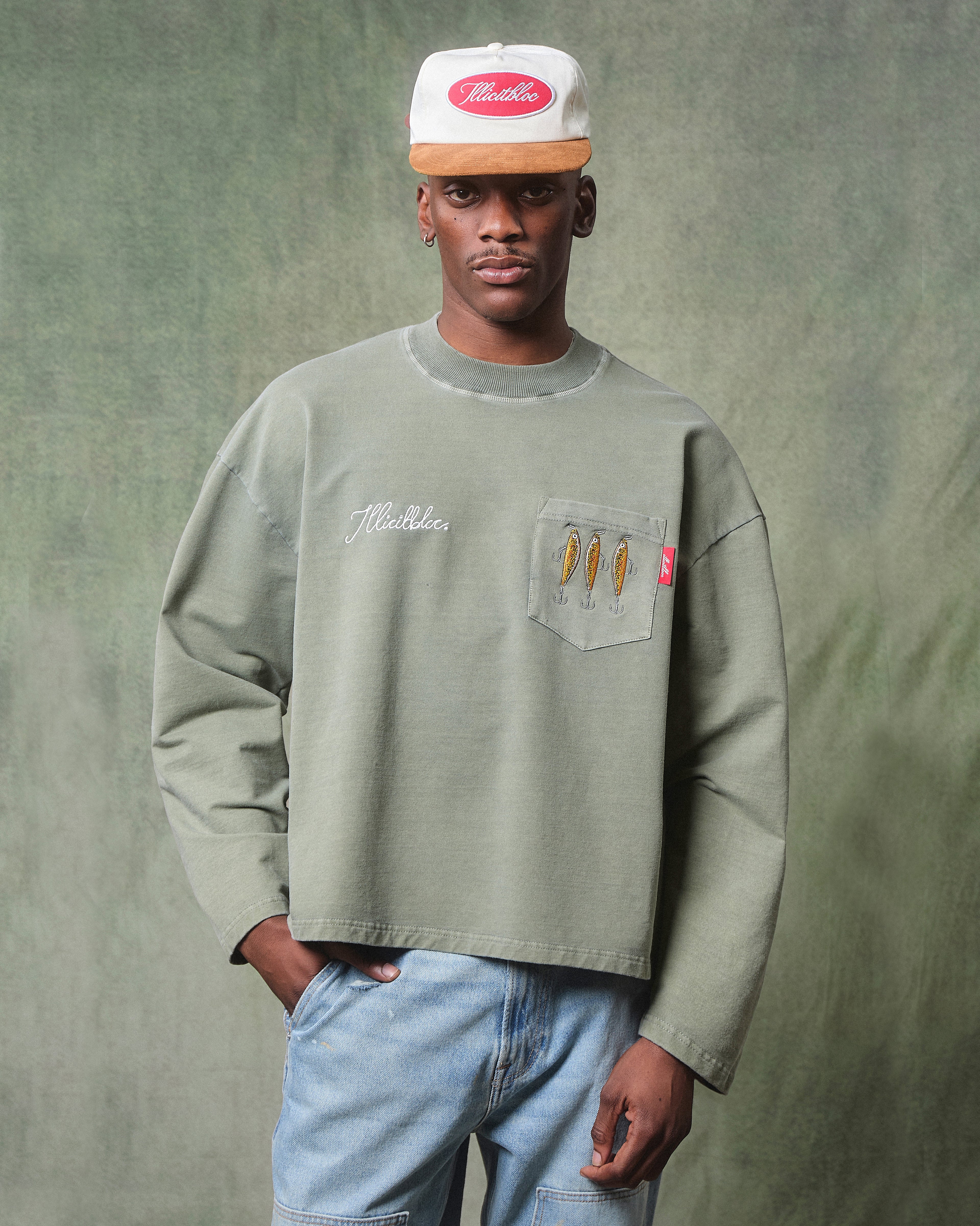 Bait Pocket Long Sleeve T-shirt - Moss Gray