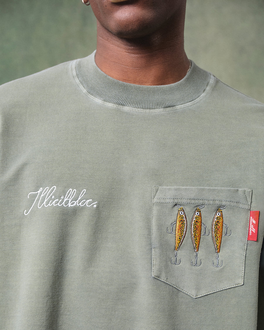 BAIT POCKET LONG SLEEVE T-SHIRT - MOSS GRAY