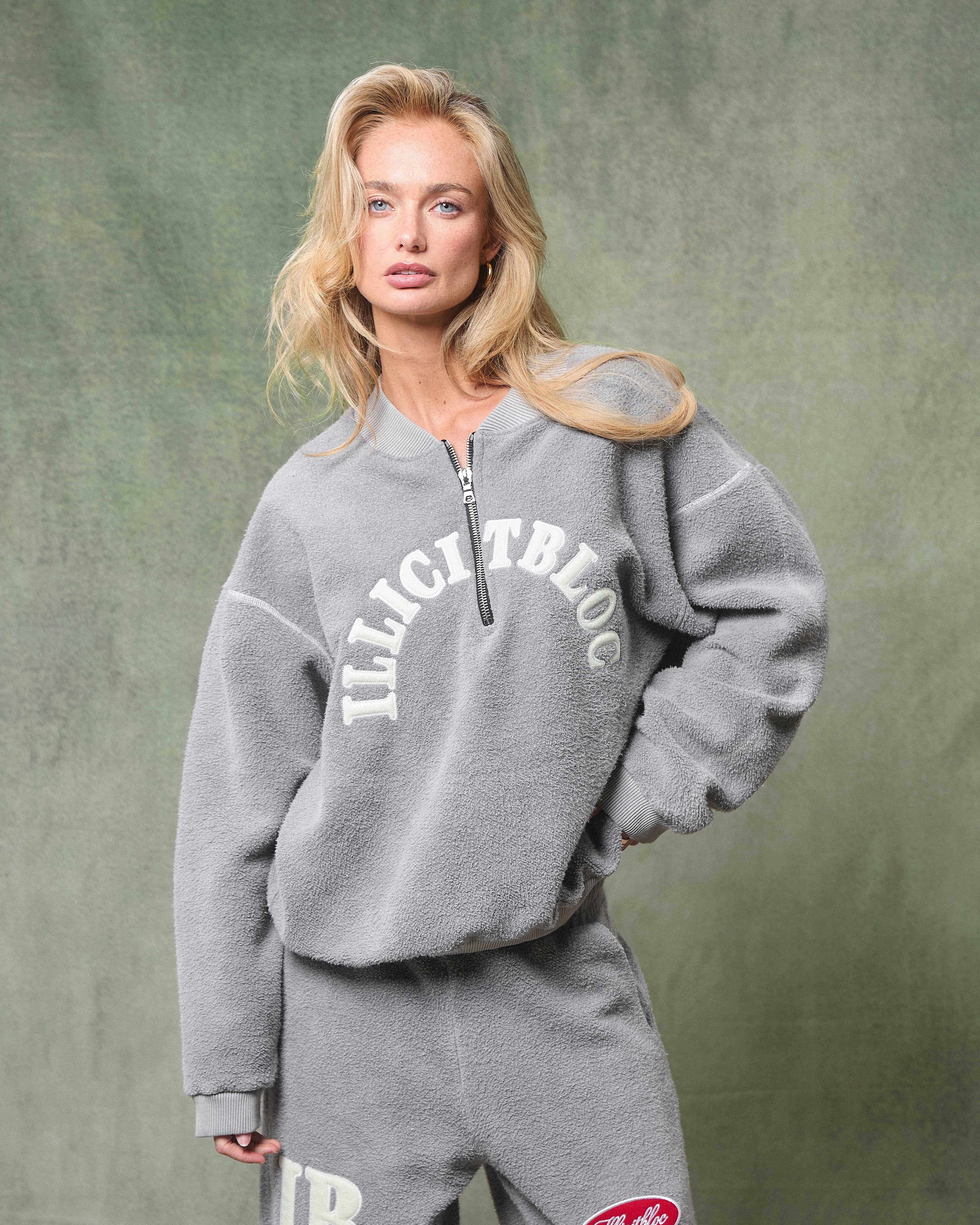 Reverse Spellout 1/4 Zip - Powder Grey