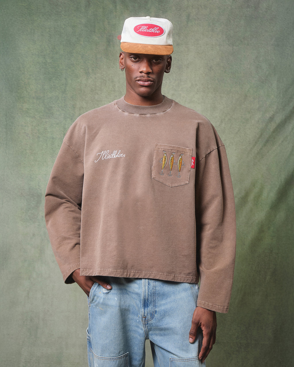 Bait Pocket Long Sleeve T-shirt - Washed Brown