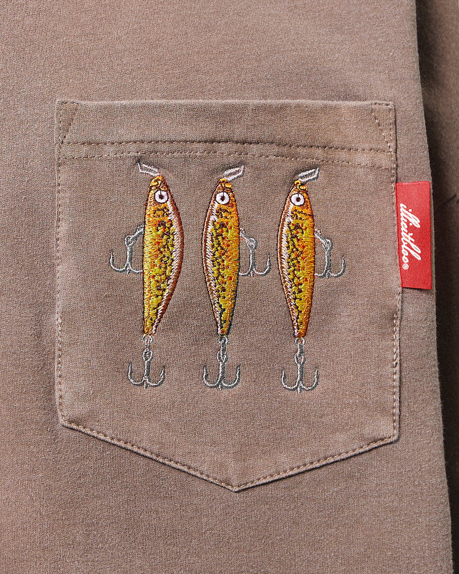 BAIT POCKET LONG SLEEVE T-SHIRT - WASHED BROWN