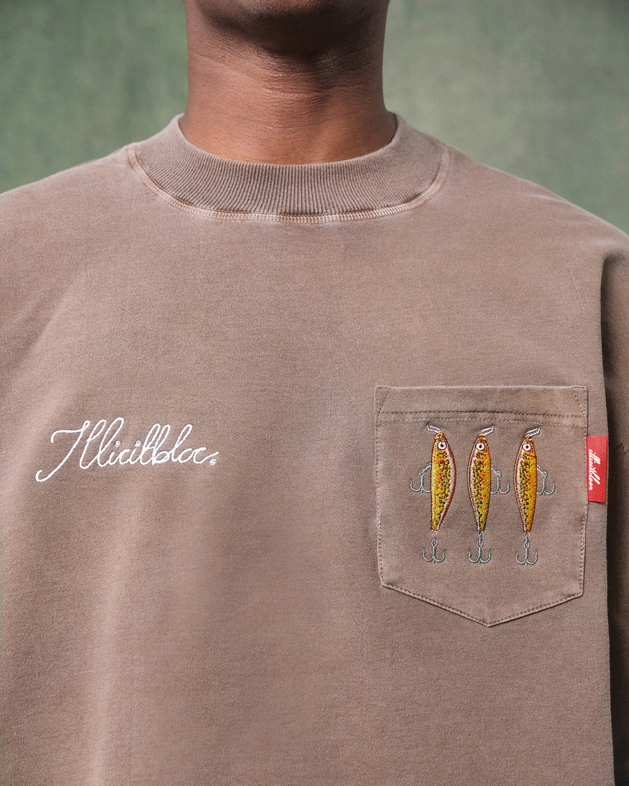 BAIT POCKET LONG SLEEVE T-SHIRT - WASHED BROWN