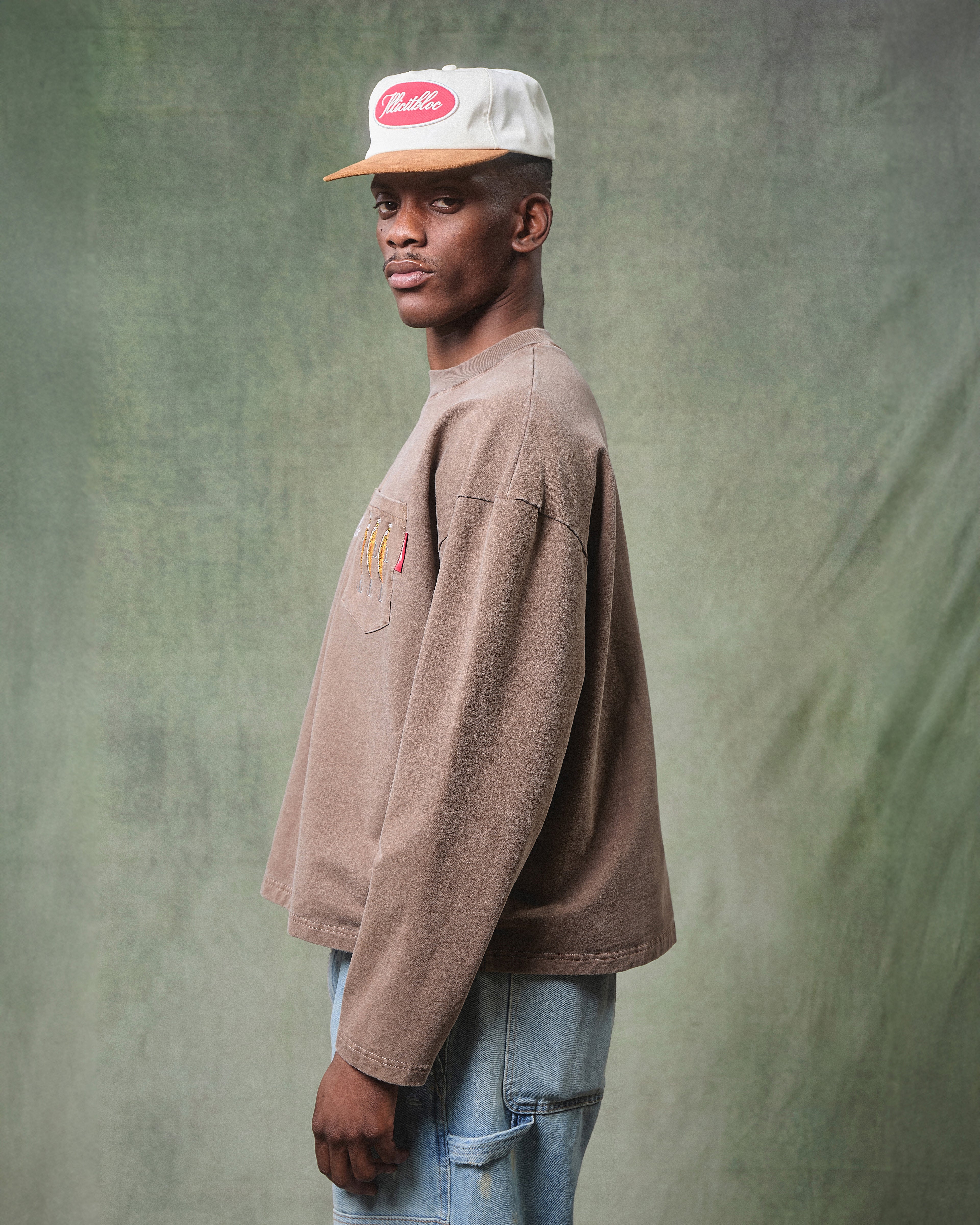 Bait Pocket Long Sleeve T-shirt - Washed Brown