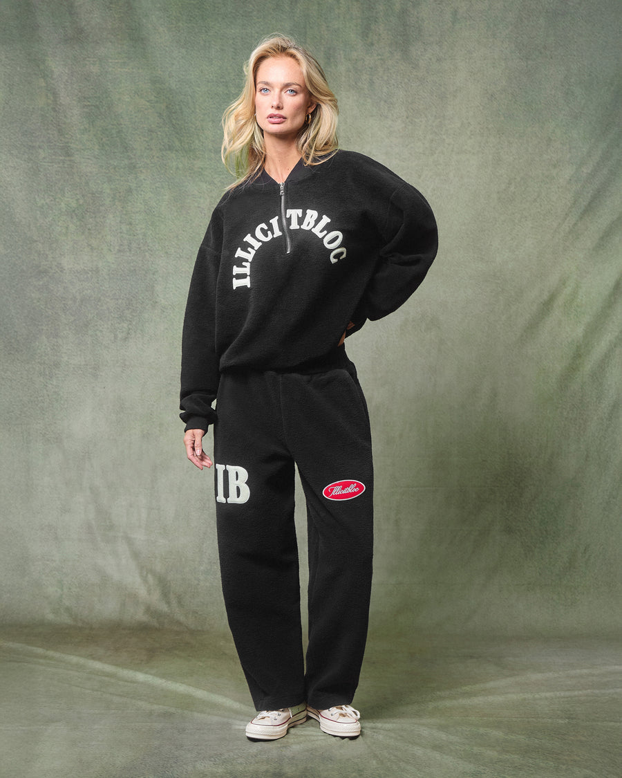 REVERSE SPELLOUT 1/4 ZIP - VINTAGE BLACK