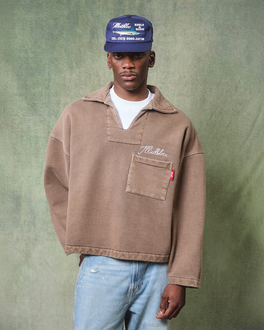 DRILL PULLOVER - WASHED BROWN