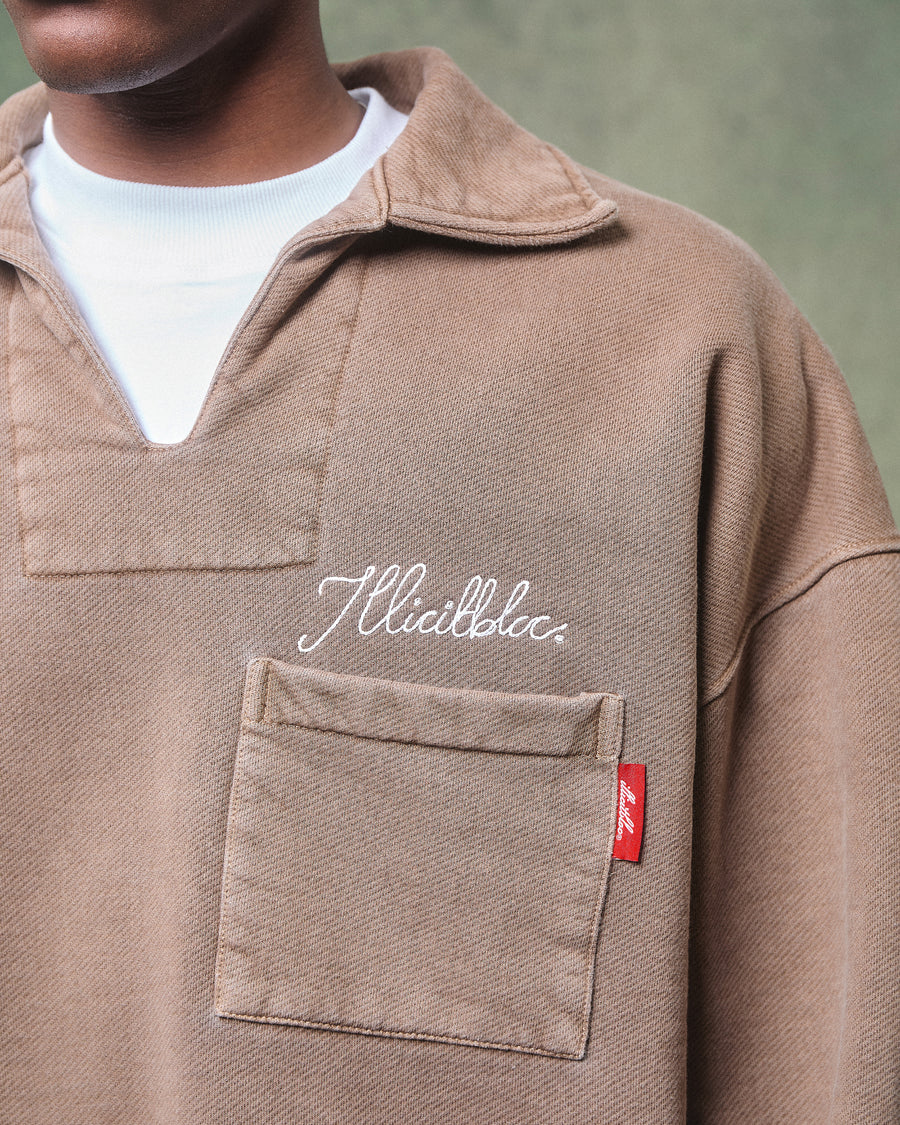 DRILL PULLOVER - WASHED BROWN