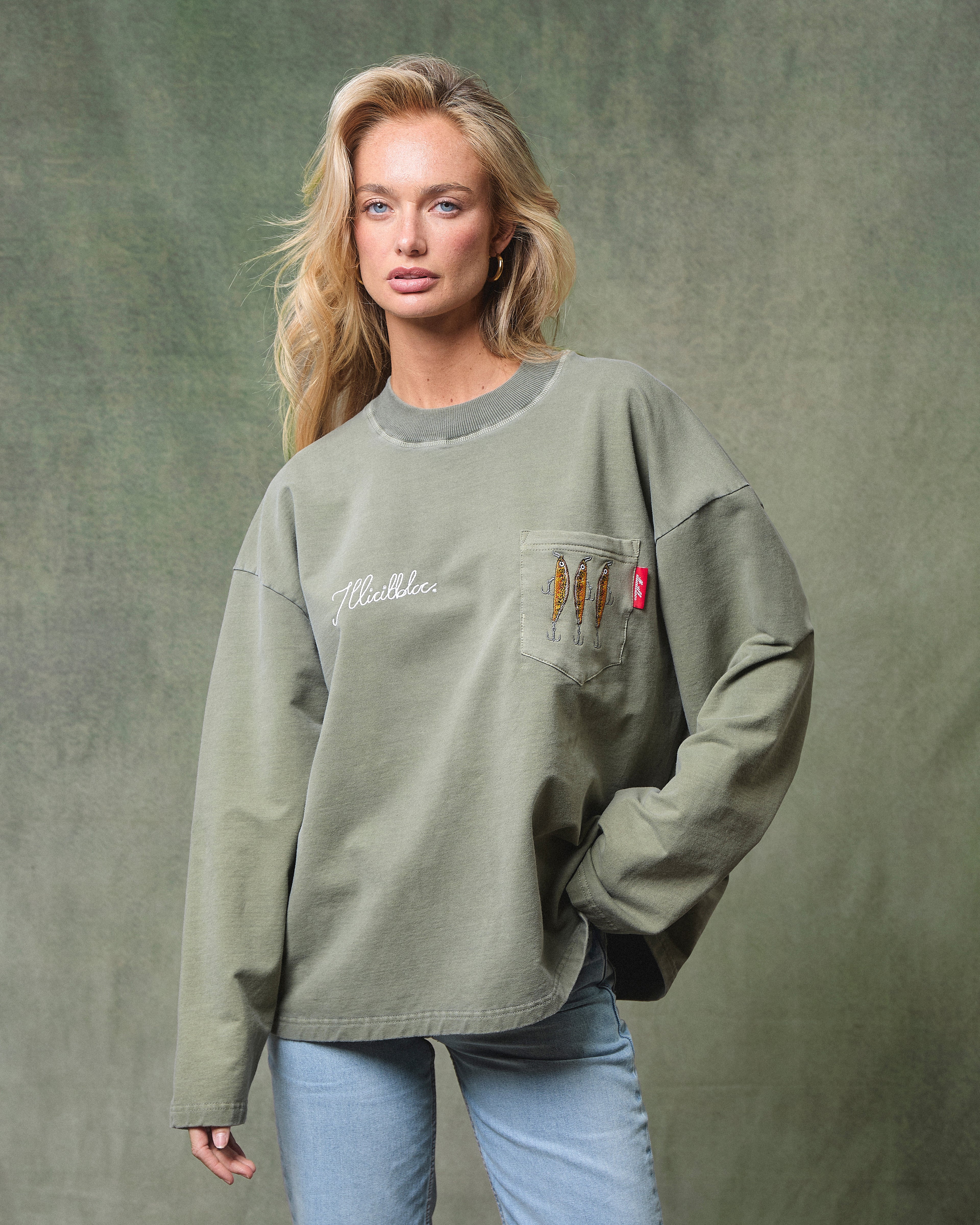 Bait Pocket Long Sleeve T-shirt - Moss Gray