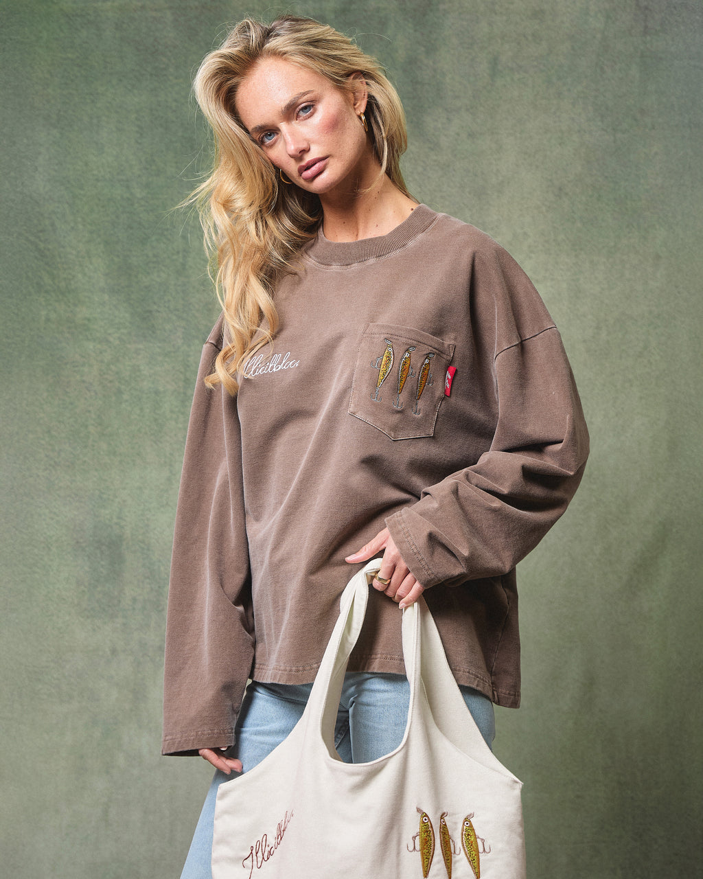 Bait Pocket Long Sleeve T-shirt - Washed Brown